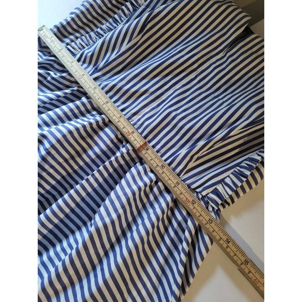 Sandro Womens Shift Dress Blue White Striped Ruffle V Neck Sleeveless 1 - Picture 3 of 4